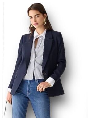 J.CREW Willa Blazer In Italian City Wool Blend In Black Size 4T
